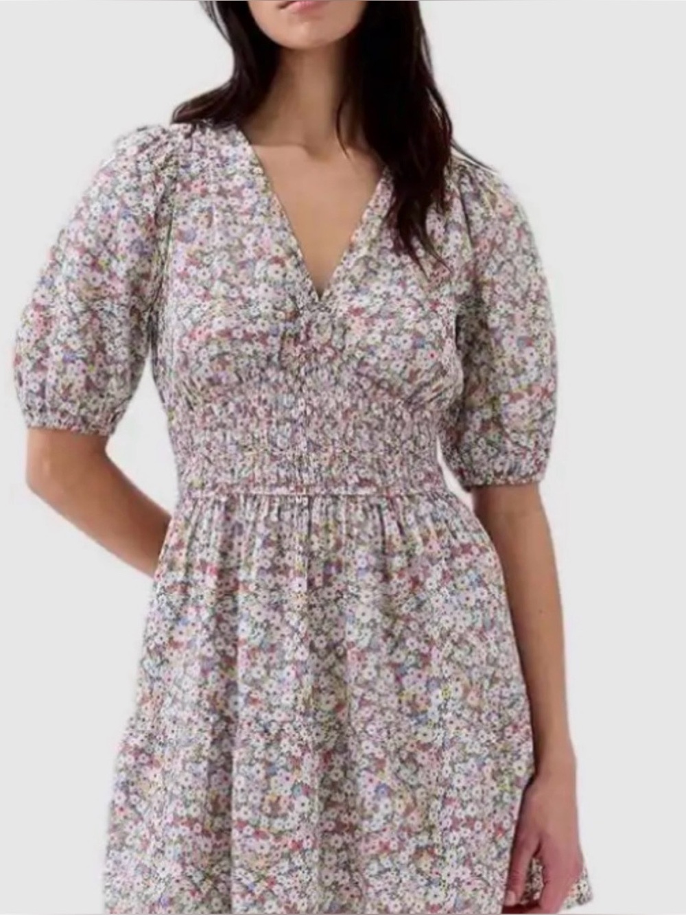 Gap Puff Sleeve Smocked Mini Dress